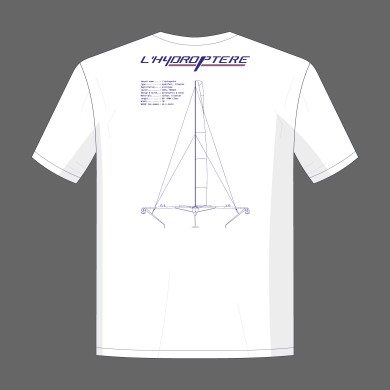 Patron vue de dos t-shirt blanc "L'Hydroptere"