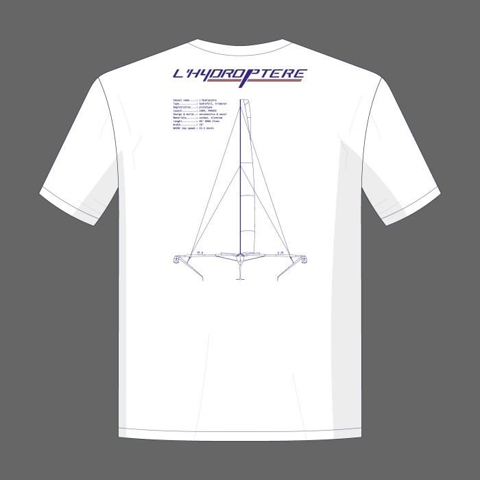Patron vue de dos t-shirt blanc "L'Hydroptere"